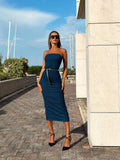 Tubino in jeans con spacco e zip