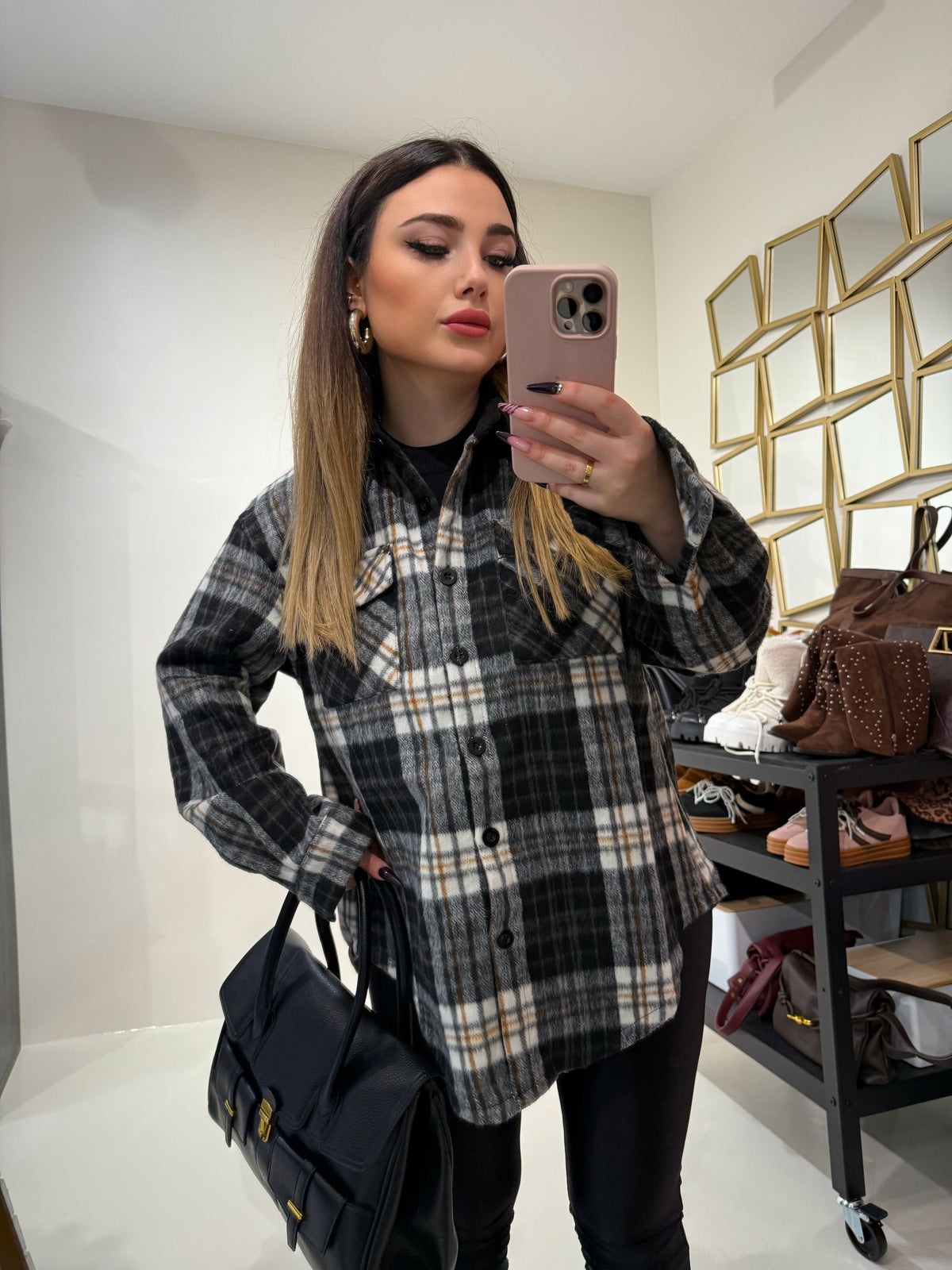Camicia Oversize in Flanella a Quadri