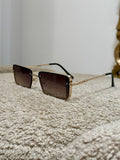 Occhiale slim squadrato brown stecche oro