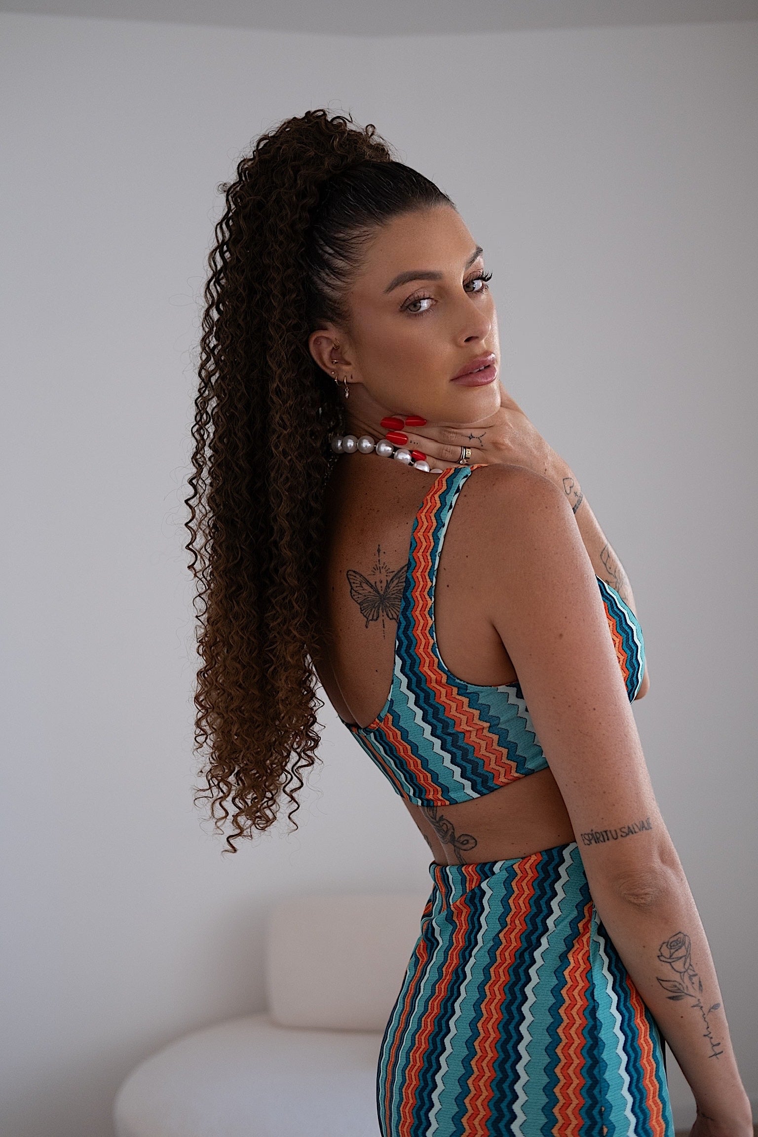 Coda #t2/30 Riccio afro con coulisse castano degradè