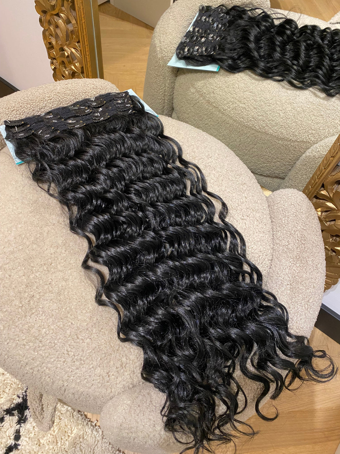 Maxi fascia 7 clip onde morbide con clip nero