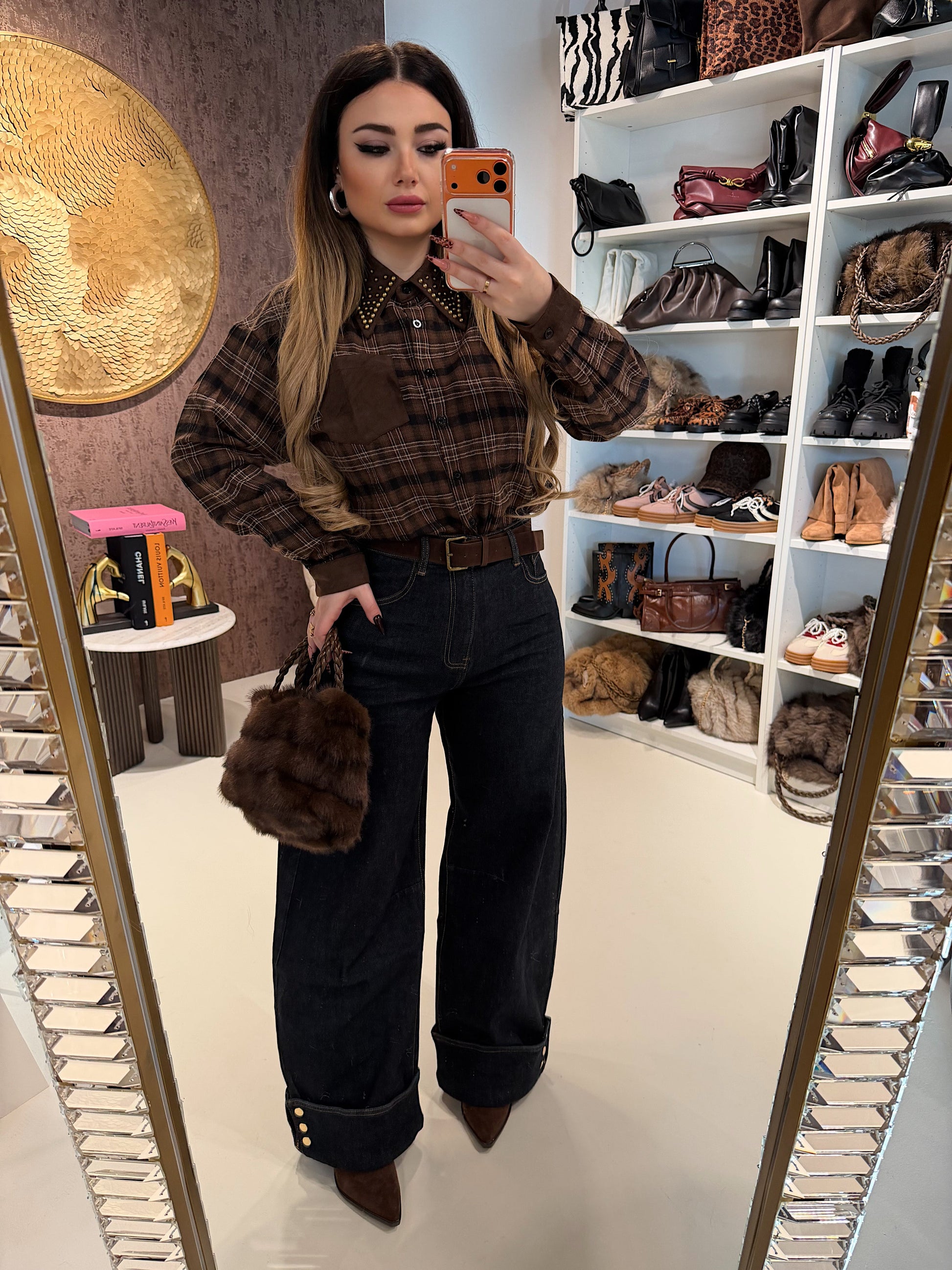 Jeans Turn Up Wide Leg con cintura