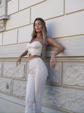 Completo top e pantalone con strass burro