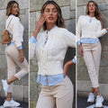 Maglione panna con trecce