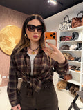 Camicia sfumatura marrone con canotta inclusa