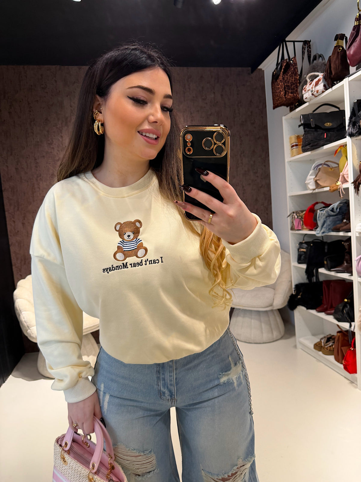Felpa primaverile i can’t bear teddy monday