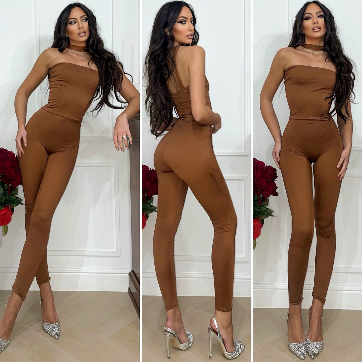 Tuta basic con collarino choco