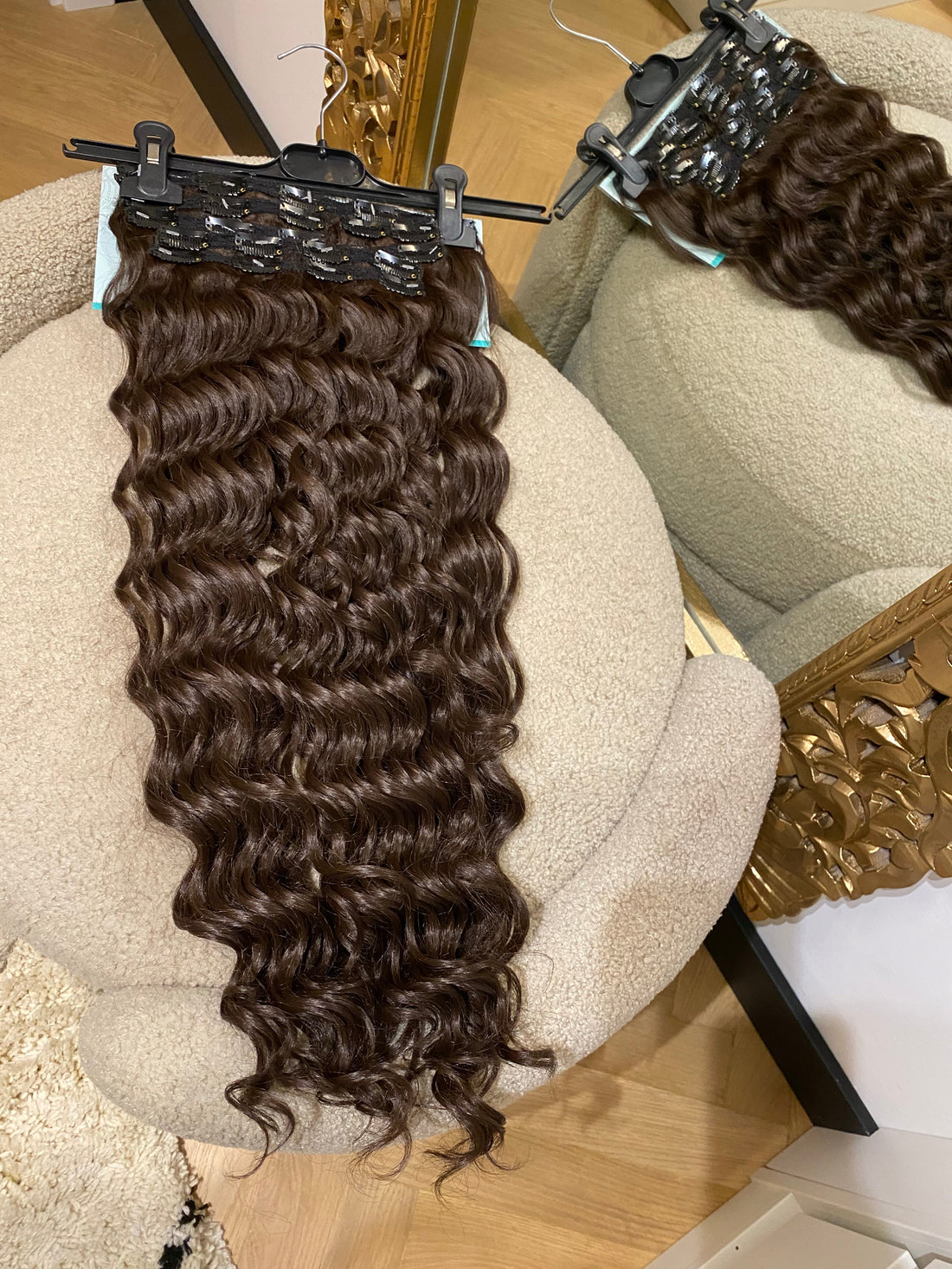 7 fasce onde morbide con clip castano scuro