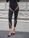 Pantalone nero con trasparenze