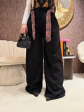 Pantalone in camoscio con cintura in vita