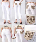 Jeans con tasca glitter maculata