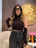 Top a Collo Alto con Manicotti Coordinati