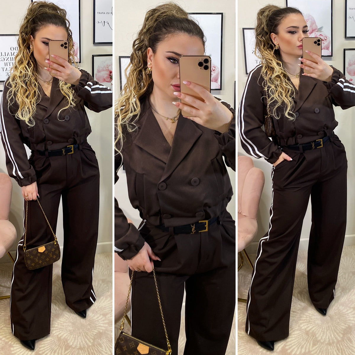 Set giacca e pantalone choco
