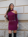 Abito in maglia con spacco peonia