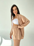 Set due pezzi camicia e short beige