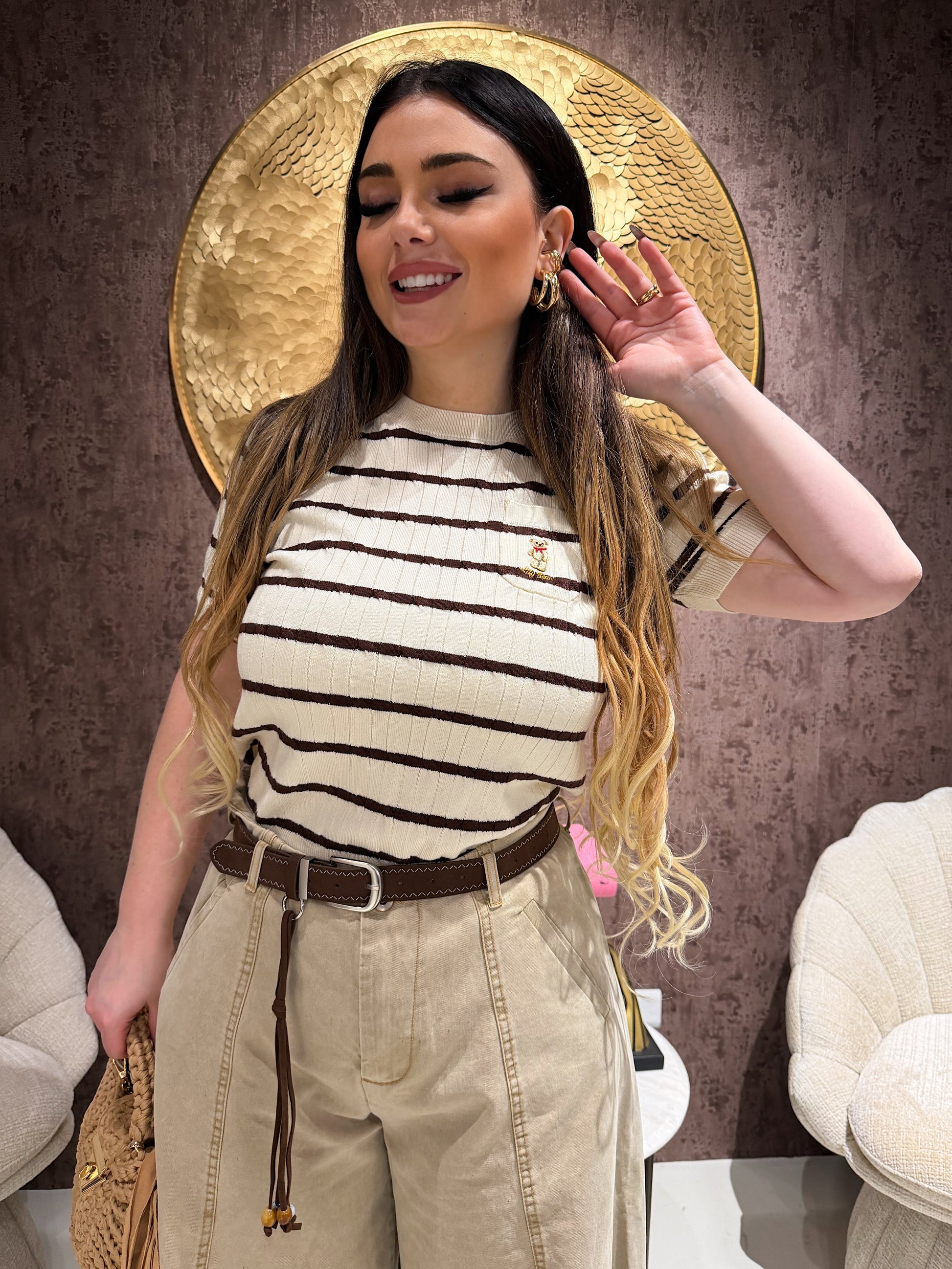 T-Shirt Knit Teddy Stripes
