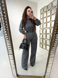 Completo felpa e pantalone effetto denim