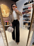 Jeans nero con strass e ricami
