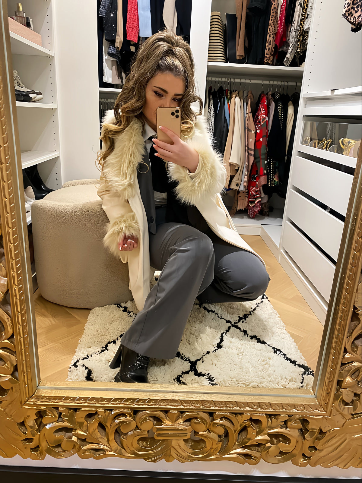 Cappotto panna con pelo