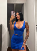 Completo top e gonna blu