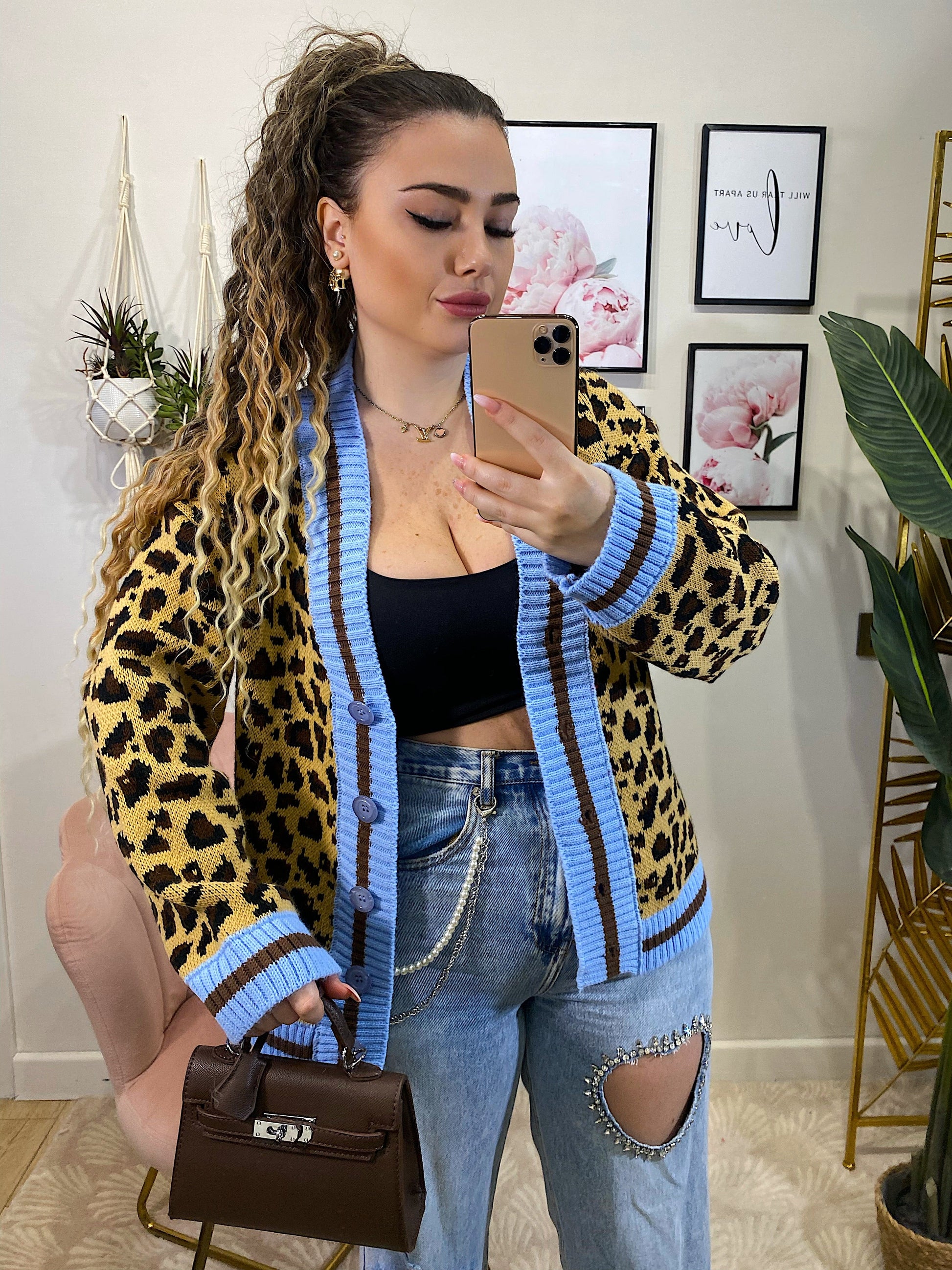 Cardigan animalier celeste