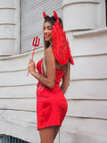 Cerchietto con corna rosse per nero ( Diavolo Halloween)