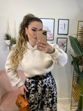 Pantalone in satin bianco nero