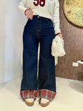 Jeans con Risvolto e Tasca Scozzese