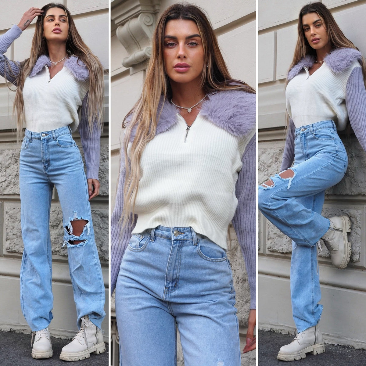 Jeans chiaro con strappi