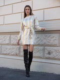 Abito in maglia gold con cintura