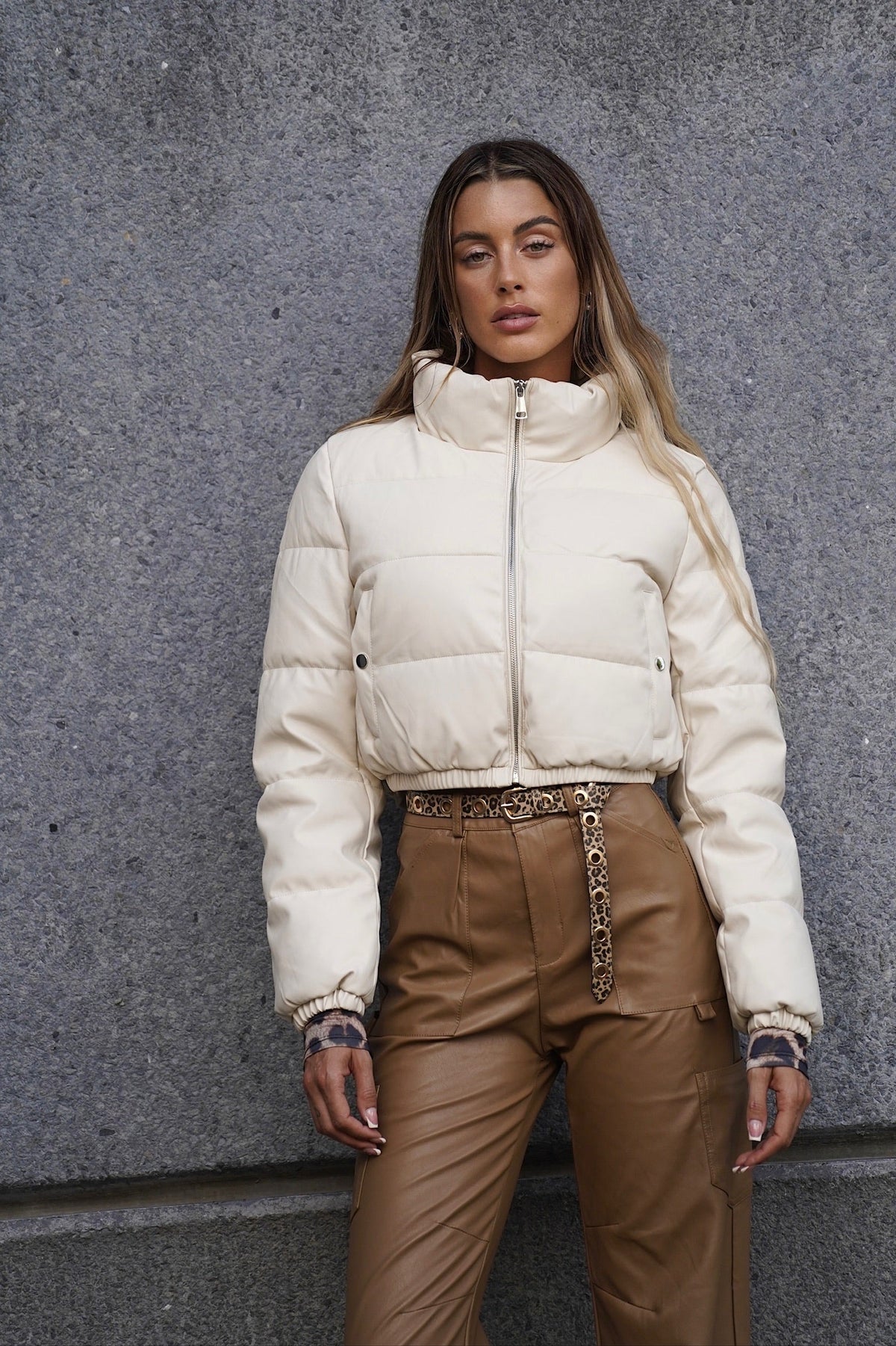 Piumino bomber beige