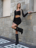 Completo top e gonna con cuori Nero