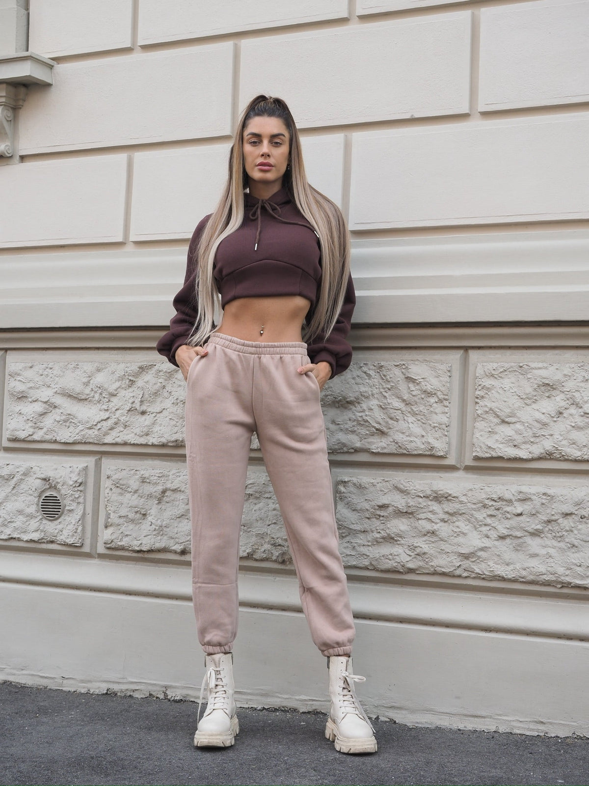 Felpa crop choco con lacci