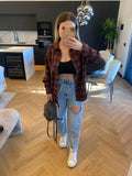 Camicia check burgundy con strass