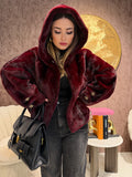 Giacca Pelliccia Elegance bordeaux e marrone