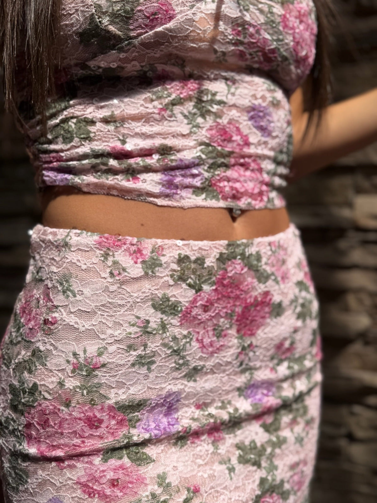 Completo Lace Garden Rosa Floreale