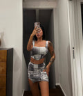 Completo top e gonna denim nero