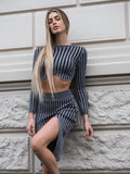 Completo due pezzi maglione e gonna grigio