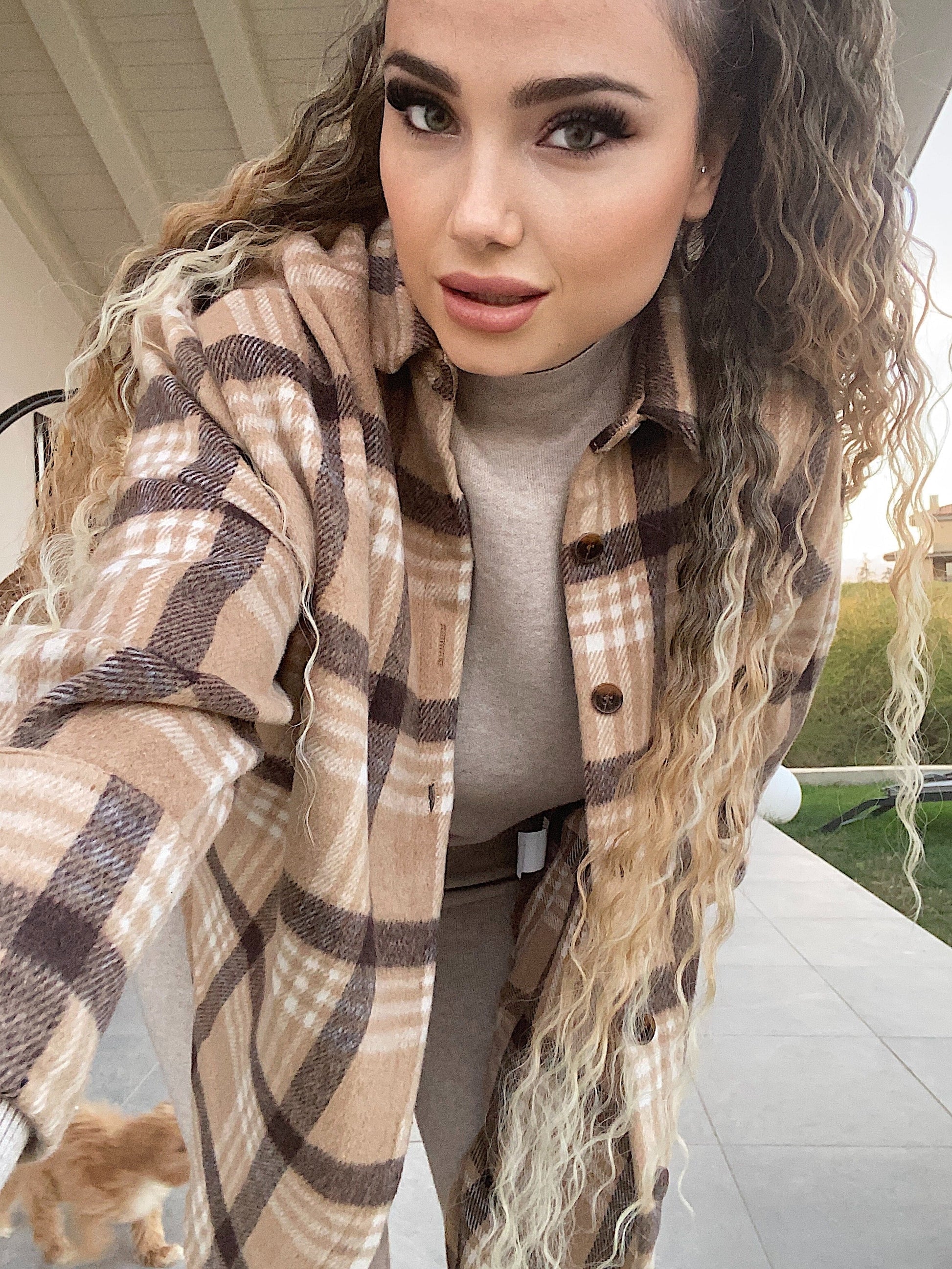 Giaccone in tweed Camel