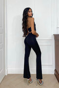 Completo top e pantalone con bottoncini in strass