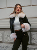 Giaccone in jeans con pelo