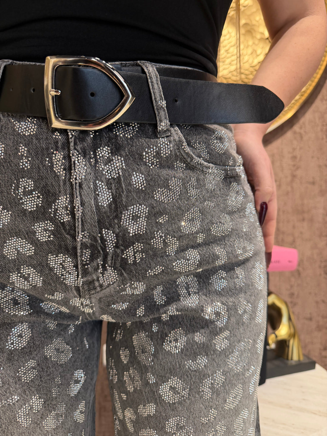 Jeans Animalier Grey con cintura