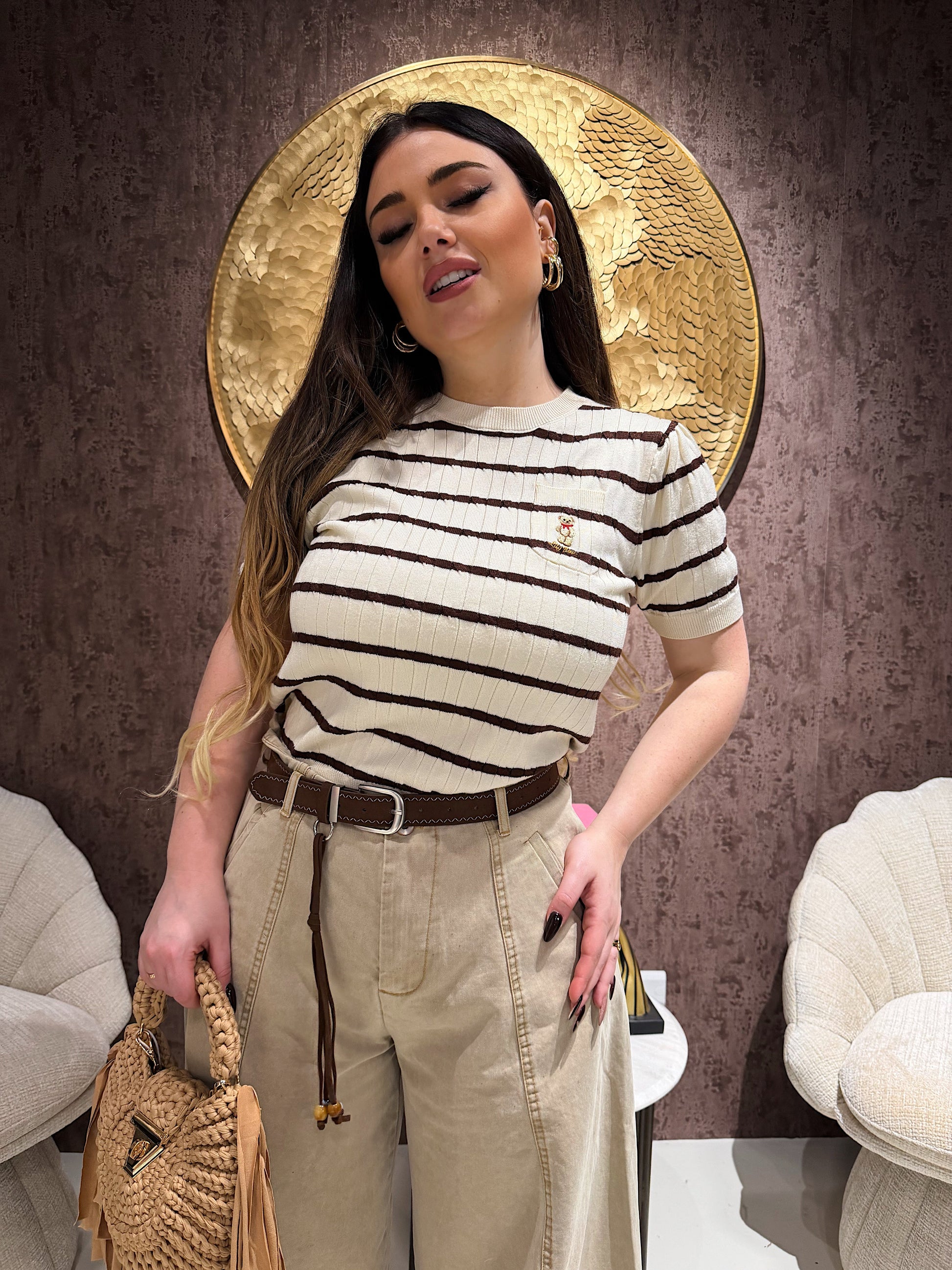 T-Shirt Knit Teddy Stripes