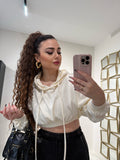 Felpa cropped con cappuccio