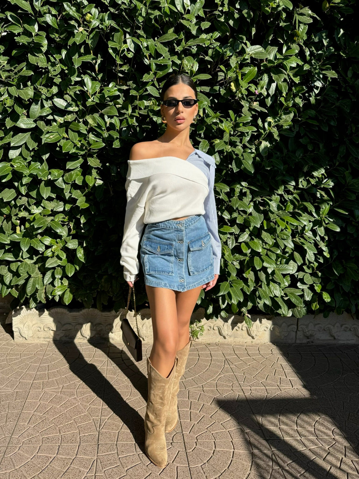Gonna cargo in jeans con tasche