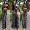 Completo top e gonna con strass