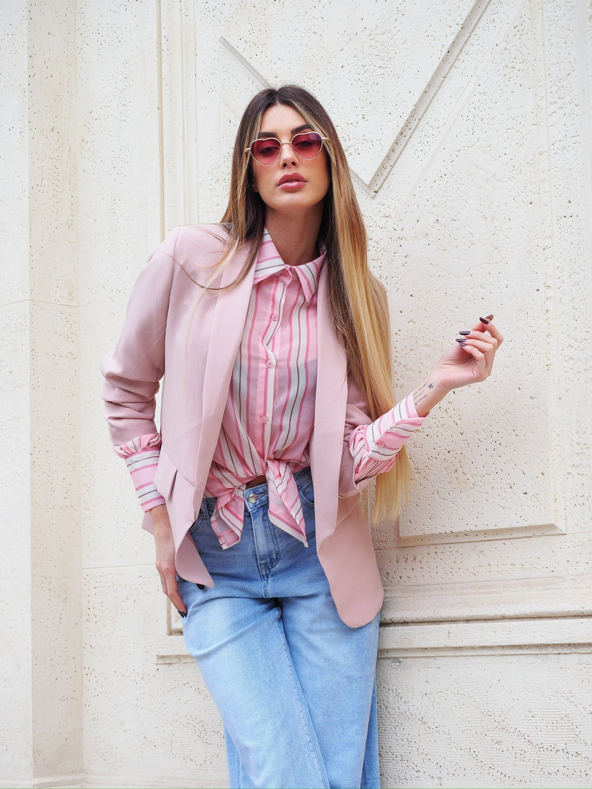Camicia a righe rosa