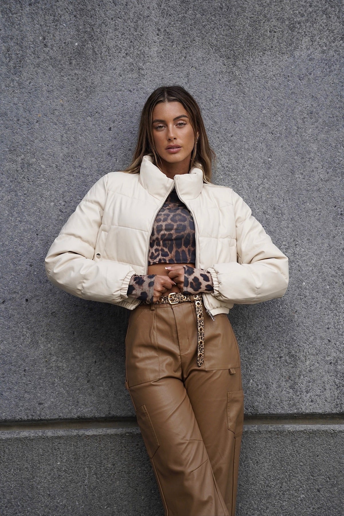 Piumino bomber beige
