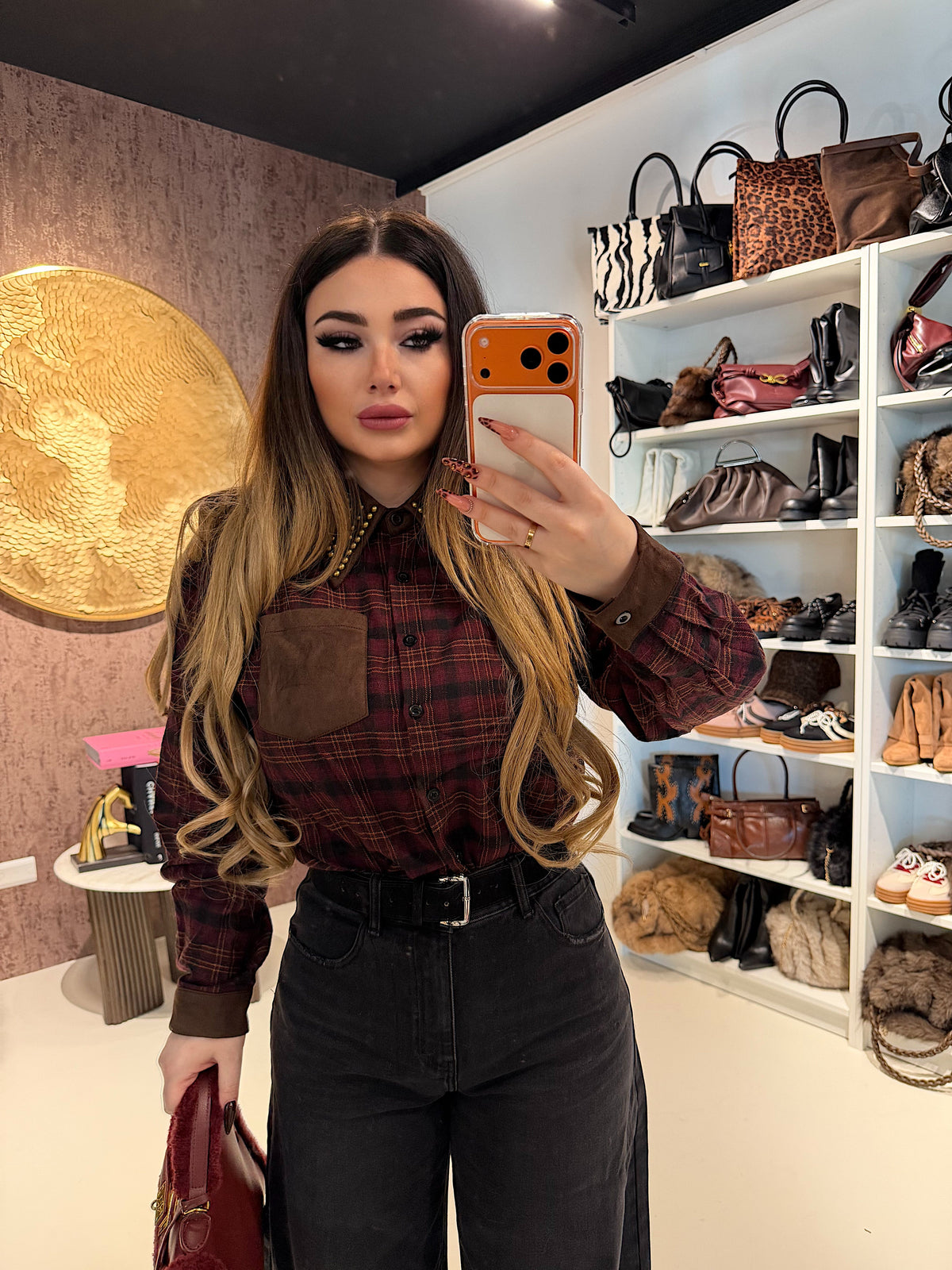 Camicia Rockwood a Quadri con Borchie