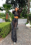 Completo top e gonna con strass